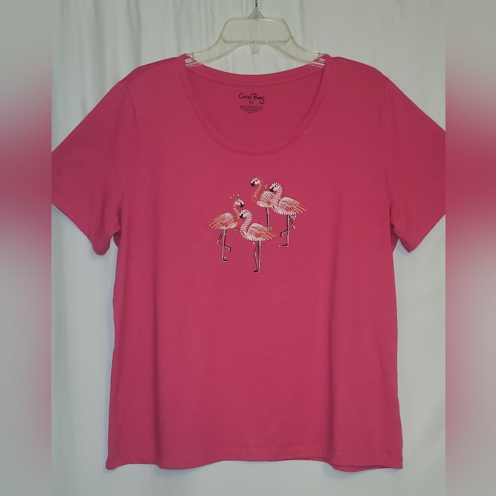 Coral Bay Bright Pink Flamingo Tee XL
